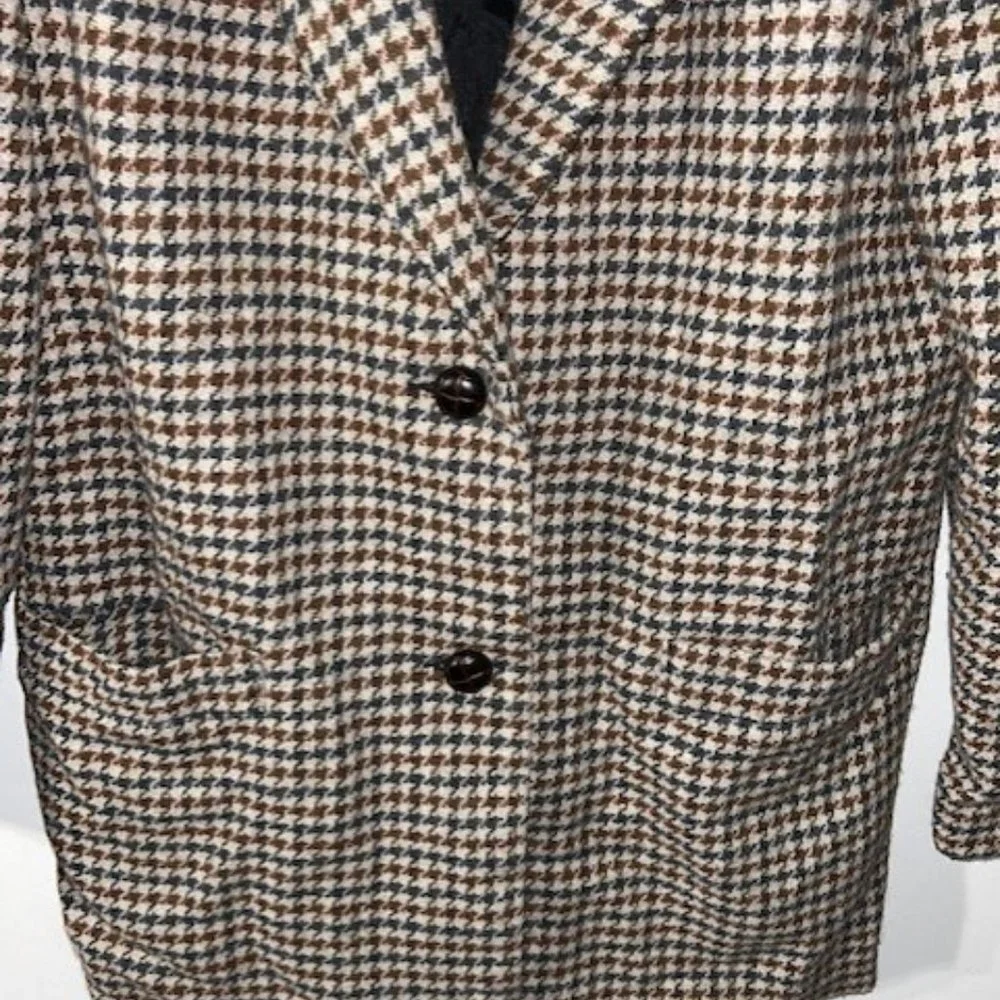 Ventura Quality Blazer Houndstooth Jacket Women's Size M Medium EUC Wool Acrylic